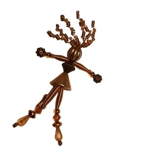 Vintage MoonBabies Gold Toned Figural Stickpin Wire Wild Hair Handmade BEADS